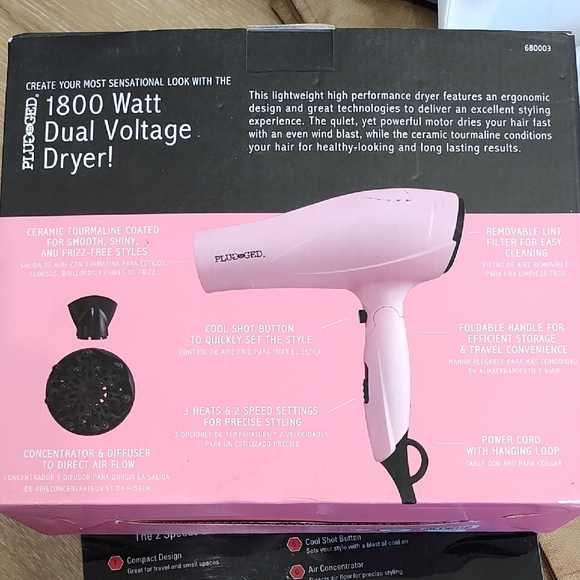 Plugged In Pink Dual Voltage Hair Dryer - Picture 1 of 1
